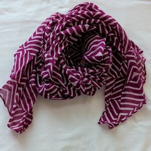 Eileen Fisher gauzy magenta/white stripe lightweight scarf